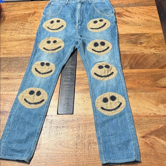 Kapital embroidered denim smiley patchwork jeans - Picture 3 of 14